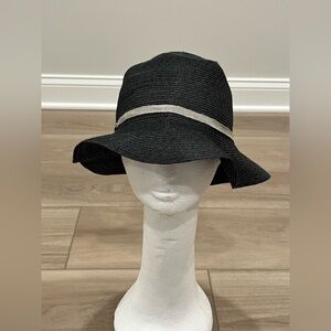 Borsalino Ladies Floppy Sun Fashion Hat Woman's Black PAGLIA 100％ Maid in Italy